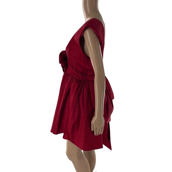 For Love & Lemons Red Rose Taffeta Bow Mini Dress - Picture 7 of 12